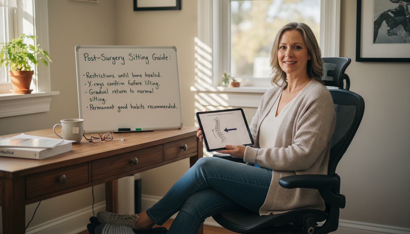 Person using lumbar support pillow in office chair