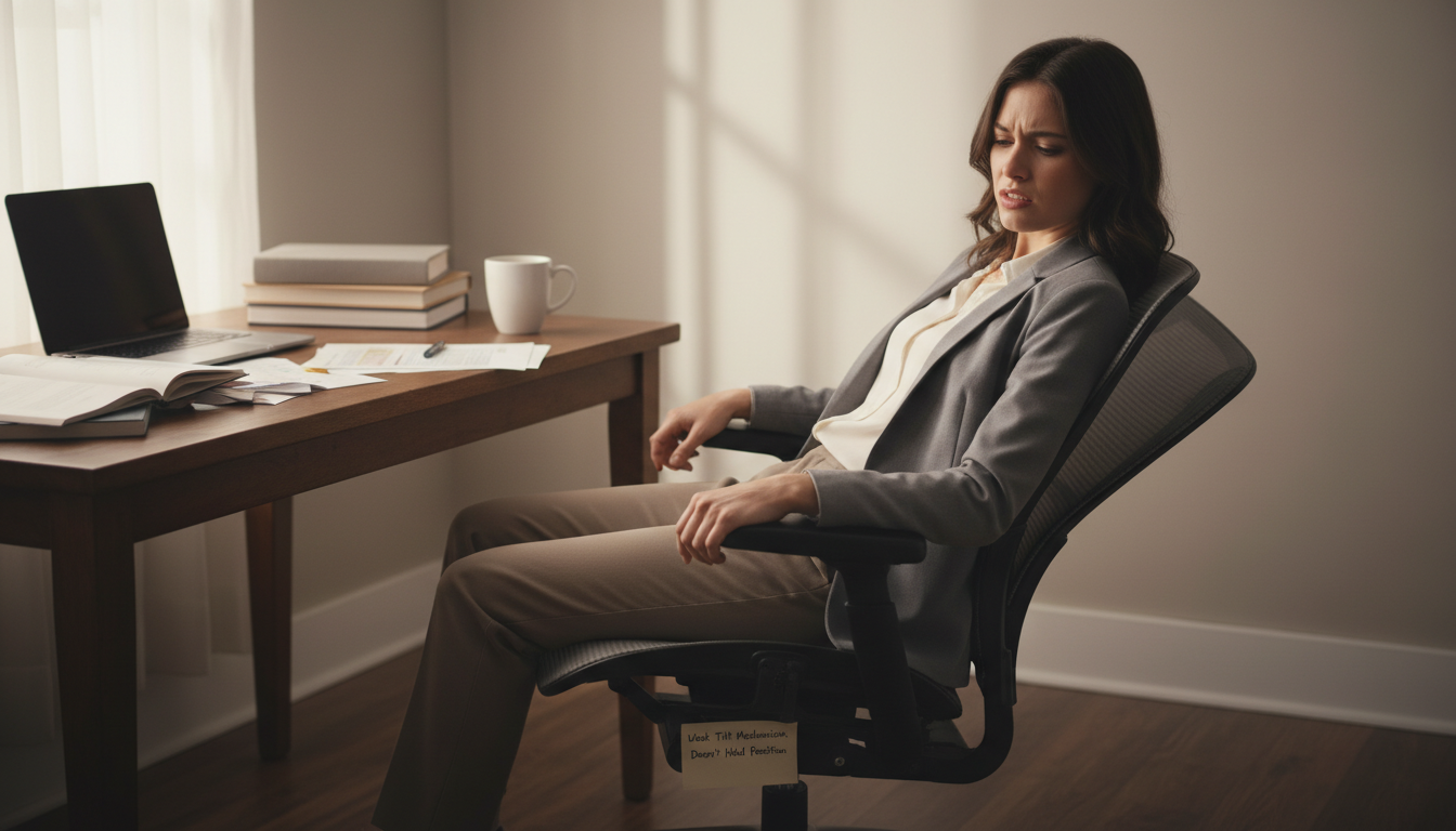 Person using lumbar support pillow in office chair