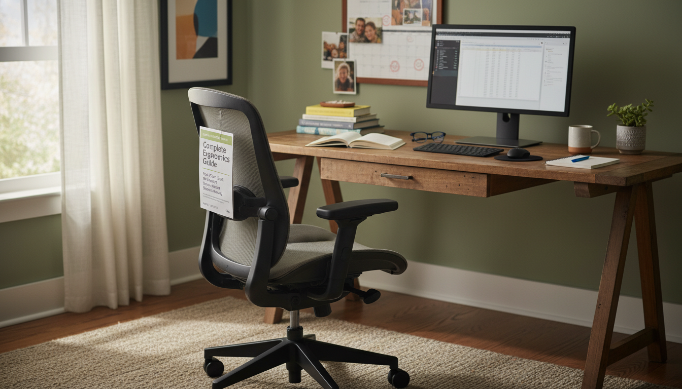 Person using lumbar support pillow on office chair for comfortable work